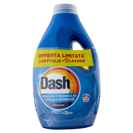 Dash Detersivo Liquido Lavatrice, Classico, 2x23=46 Lavaggi 2x1035ml